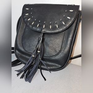 Hollister Black Faux Leather Crossbody w/Tassel